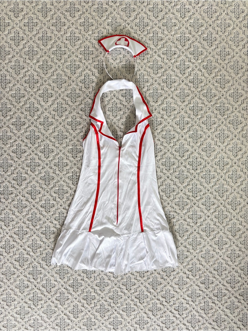 Leg Avenue White Chemise with Red Trim Nurse Halloween Costume